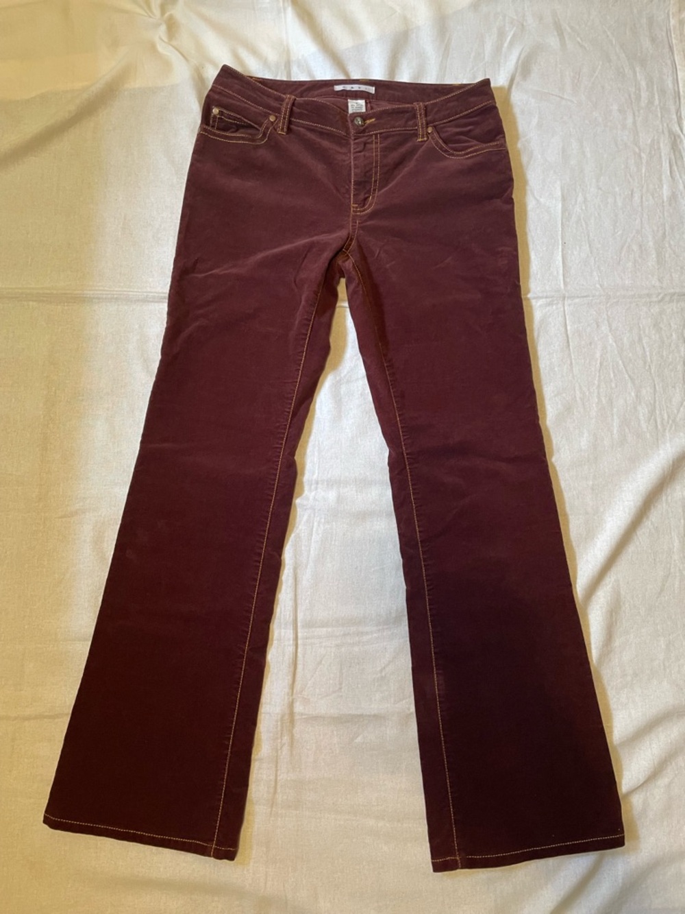 CAbi Women's Deep Burgundy velvet Flare Jeans